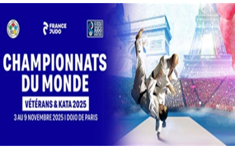 Championnats du monde Vétéran du lundi 3 au vendredi 7 Novembre au DOJO DE PARIS !!!